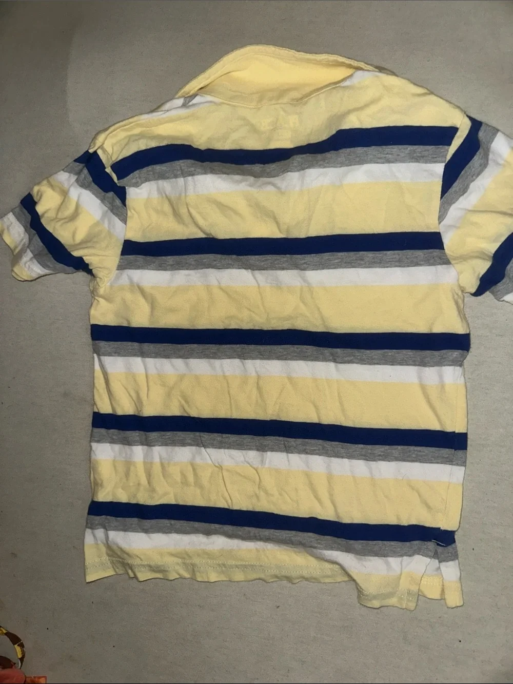 Kids Size 5/6 The Children's Place Yellow, Blue & Gray Striped Polo